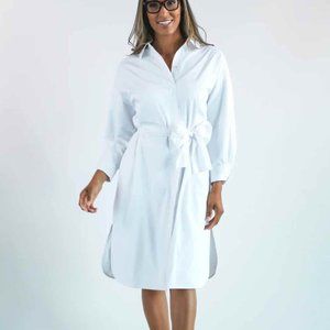 Womens White WorkRobe L/XL Button Up Robe Collard Belted Comfy WFH Oversized